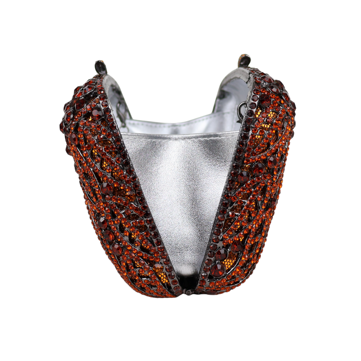 Bolsa Festa Clutch Pedraria Strass Laranja Marrom Âmbar