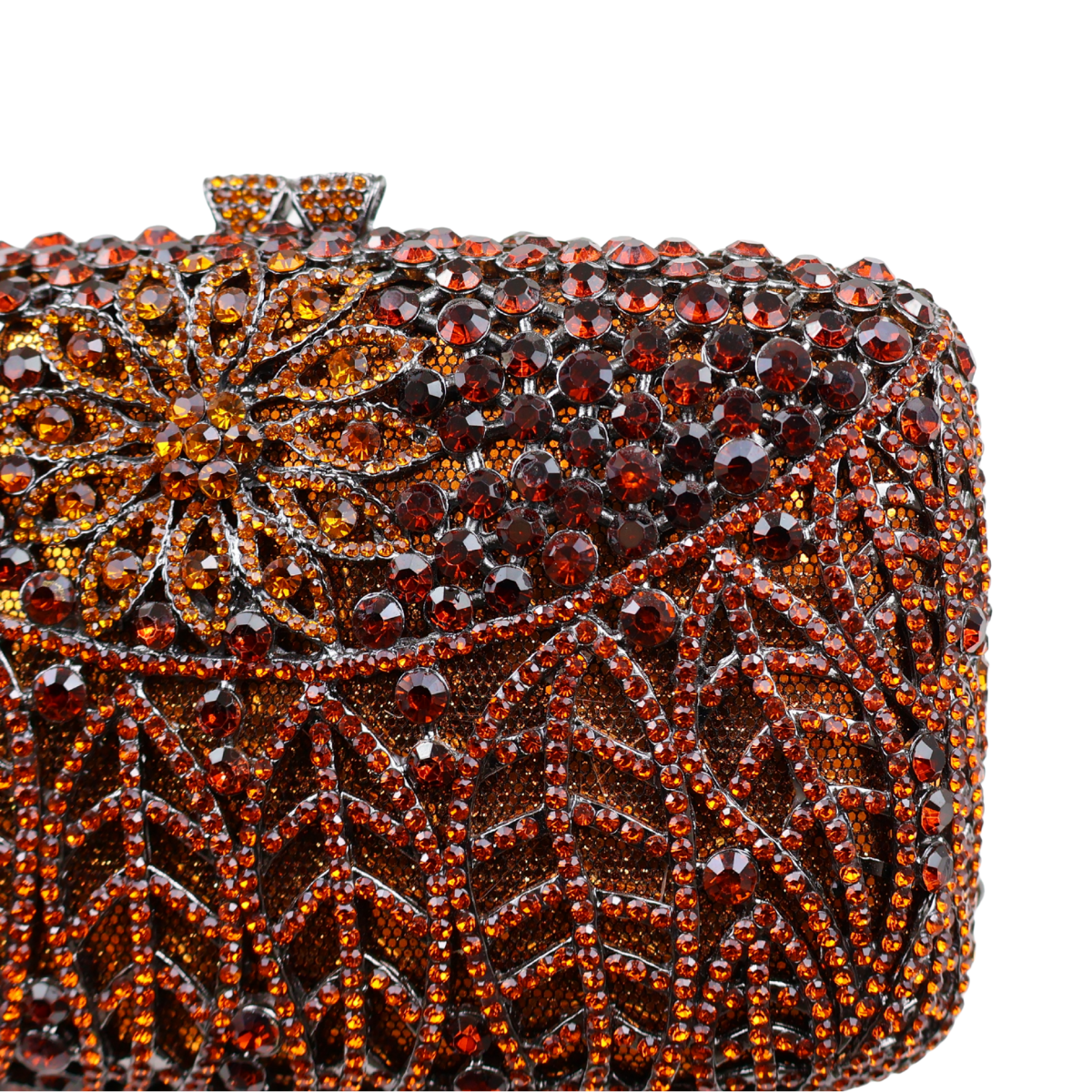 Bolsa Festa Clutch Pedraria Strass Laranja Marrom Âmbar