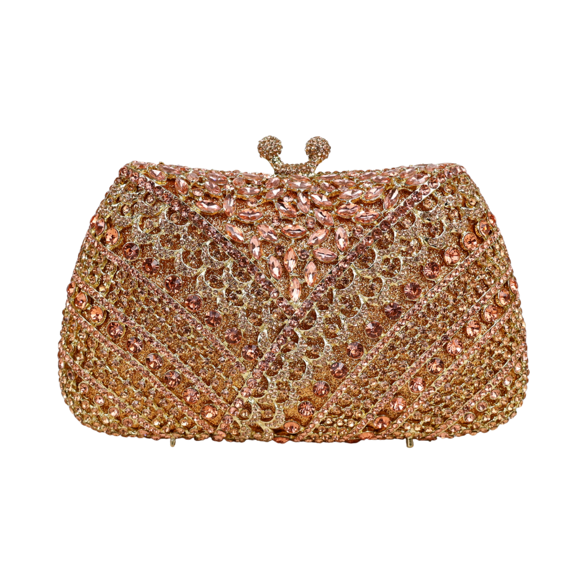 Bolsa Festa Clutch Pedraria Strass Dourada Champagne