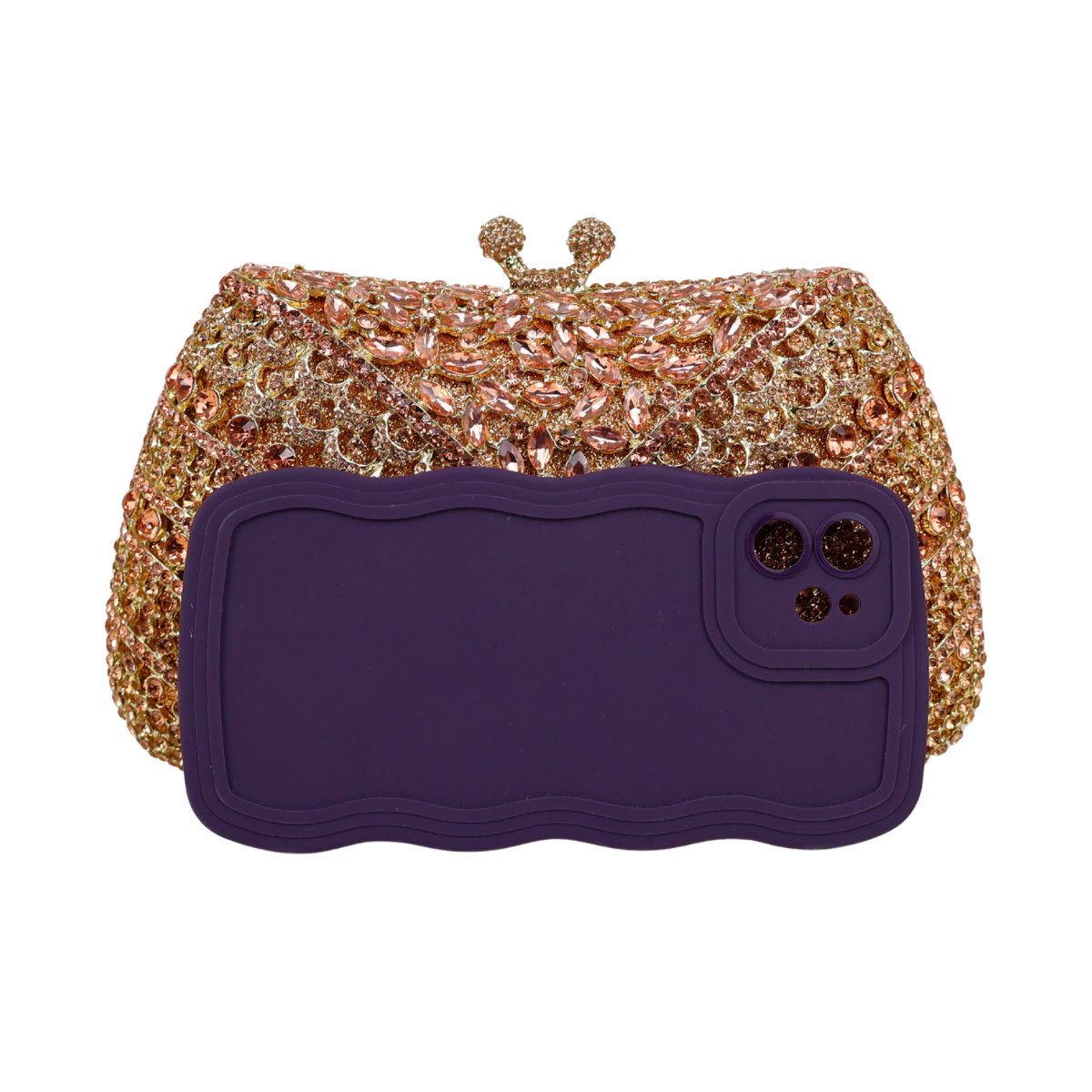Bolsa Festa Clutch Pedraria Strass Dourada Champagne