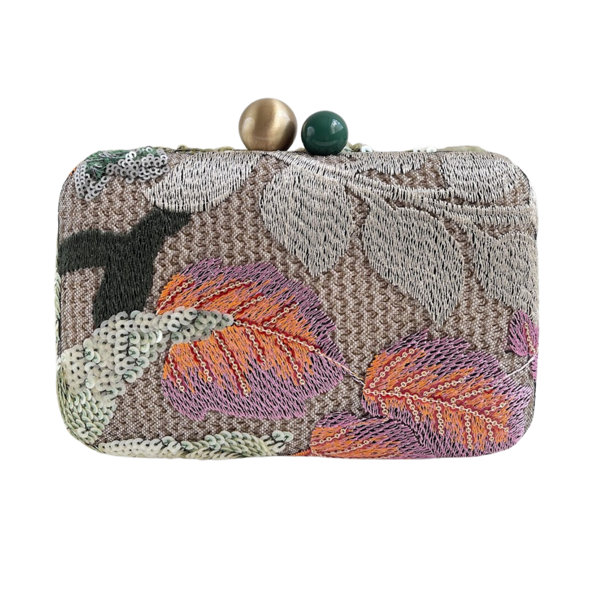 Bolsa Clutch Festa Bordada Flores Verde