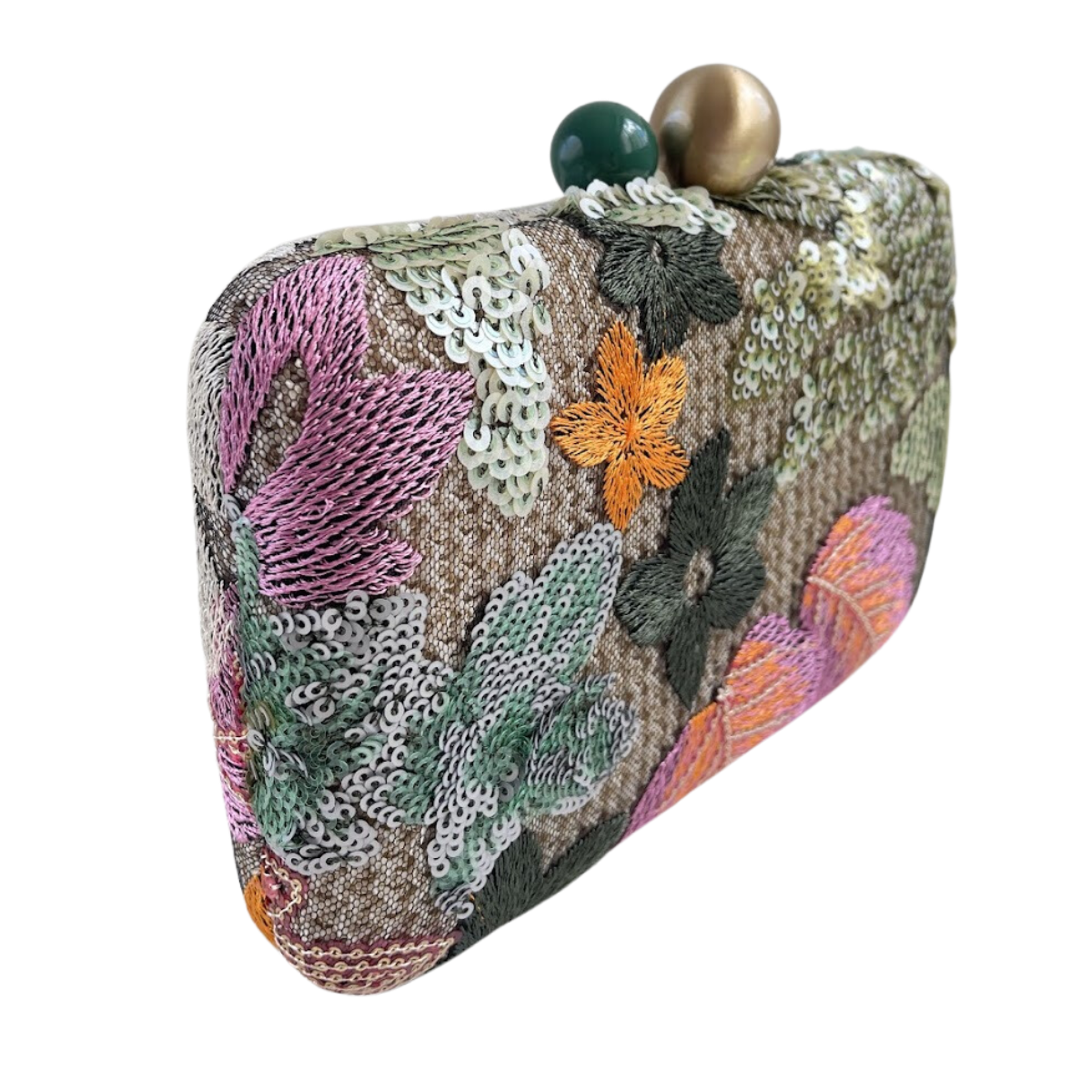 Bolsa Clutch Festa Bordada Flores Verde