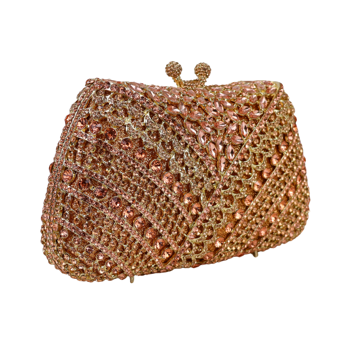 Bolsa Festa Clutch Pedraria Strass Dourada Champagne