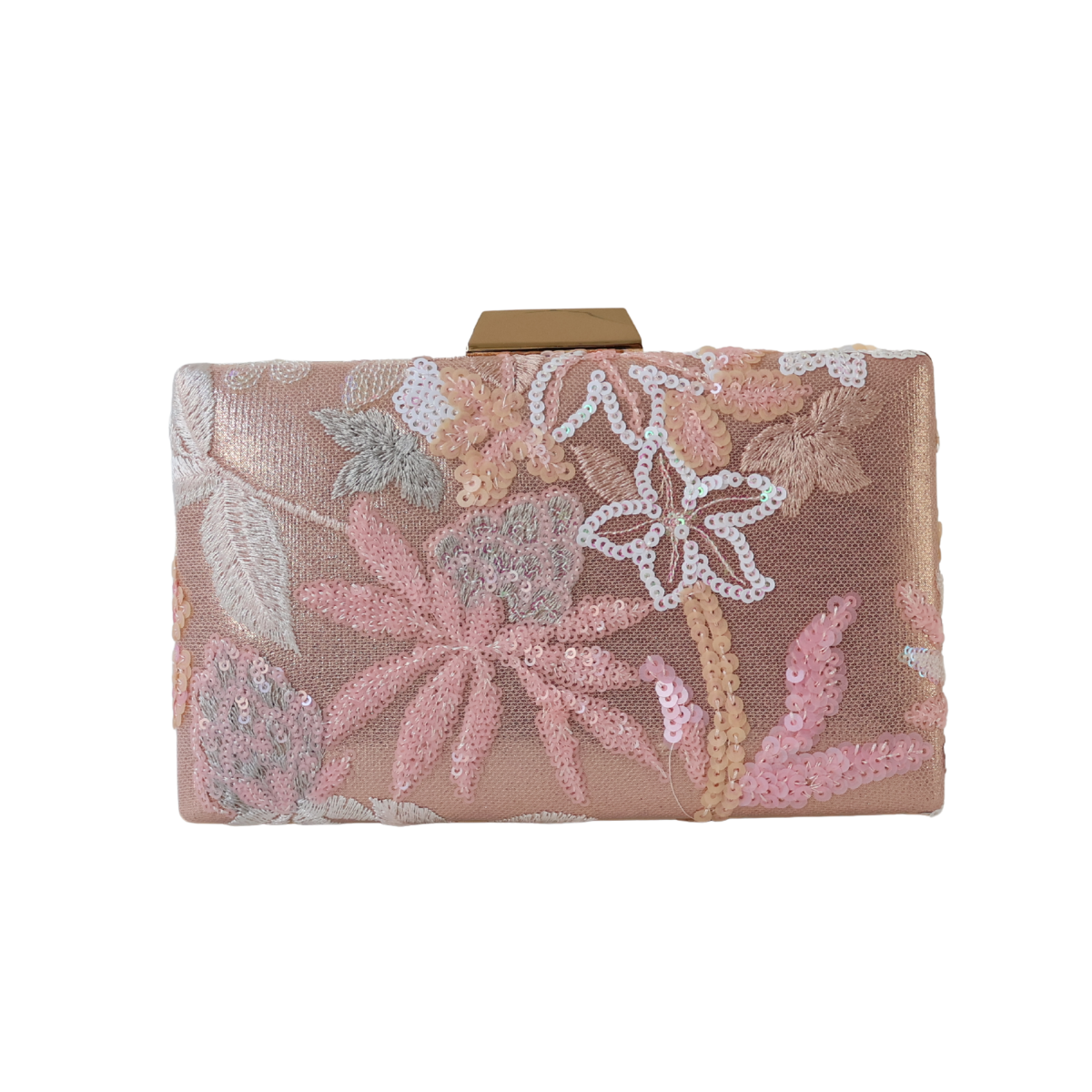 Bolsa Clutch Festa Bordada Flores Rosa