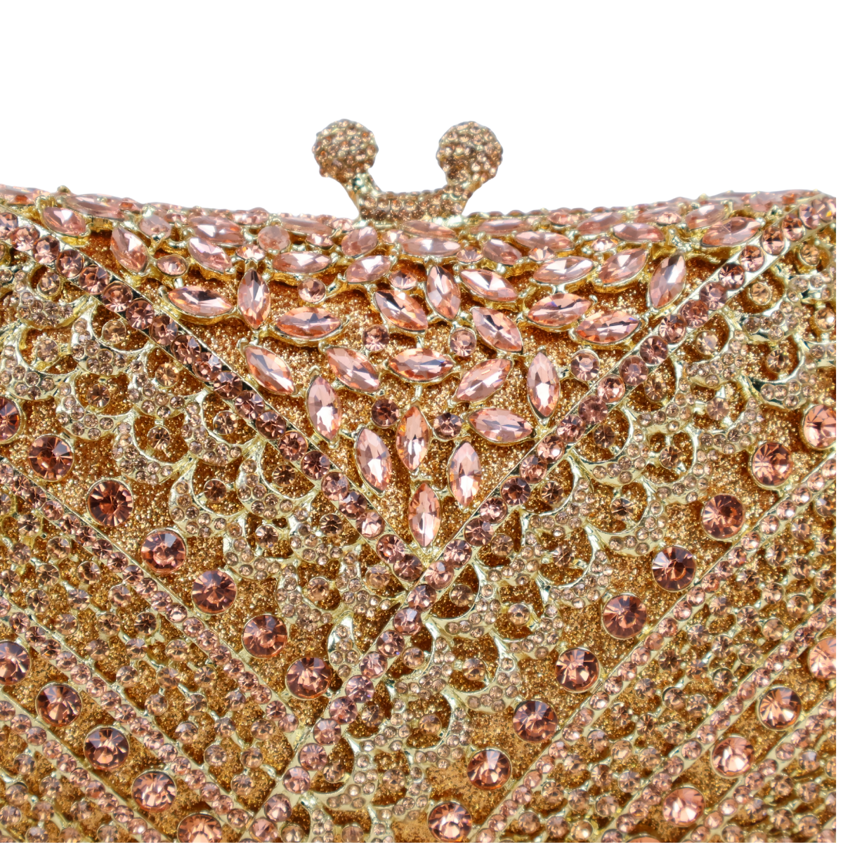 Bolsa Festa Clutch Pedraria Strass Dourada Champagne
