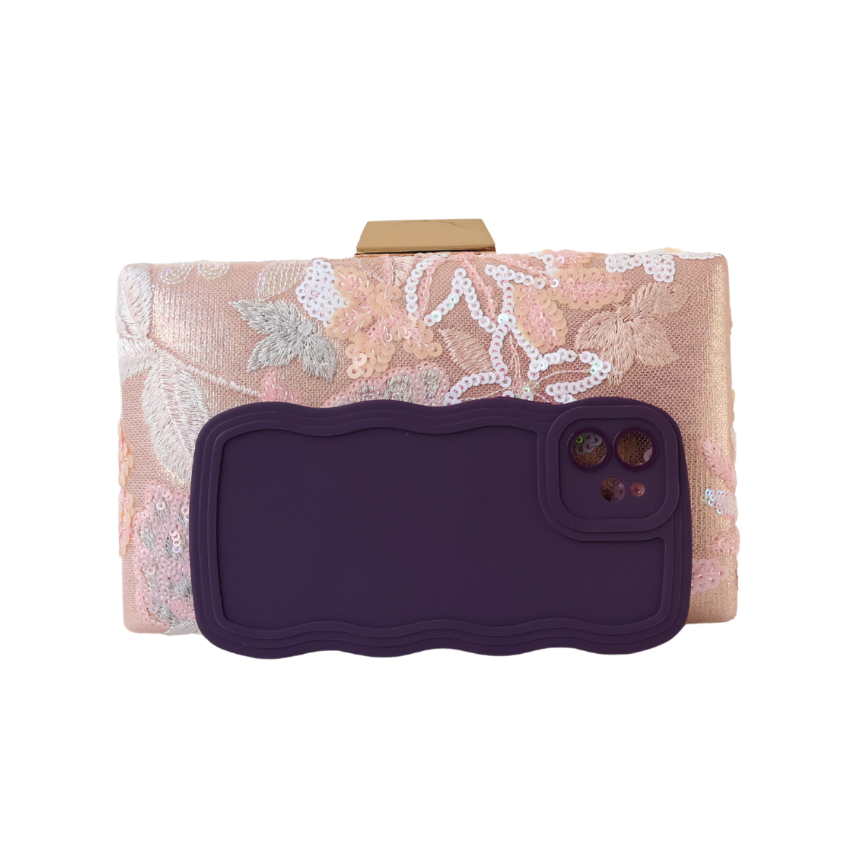 Bolsa Clutch Festa Bordada Flores Rosa