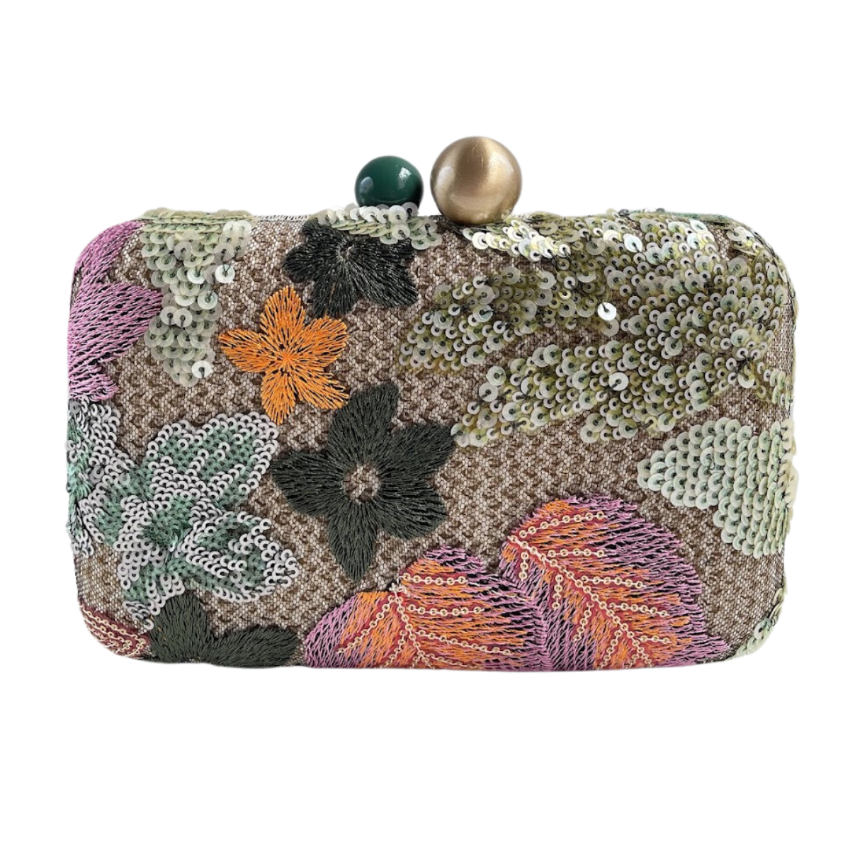 Bolsa Clutch Festa Bordada Flores Verde