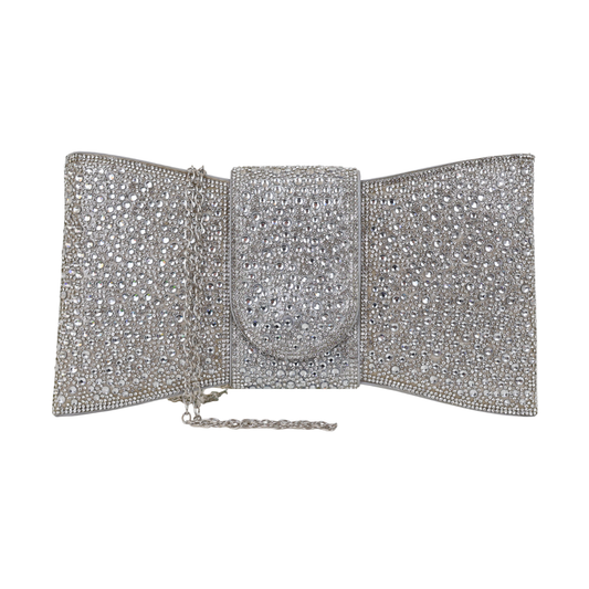 Bolsa Carteira de Festa Clutch Pedraria Prata