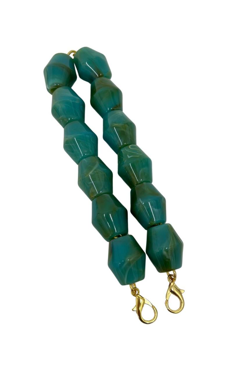 Alça de Mão - Metal Dourado - Perolada Verde