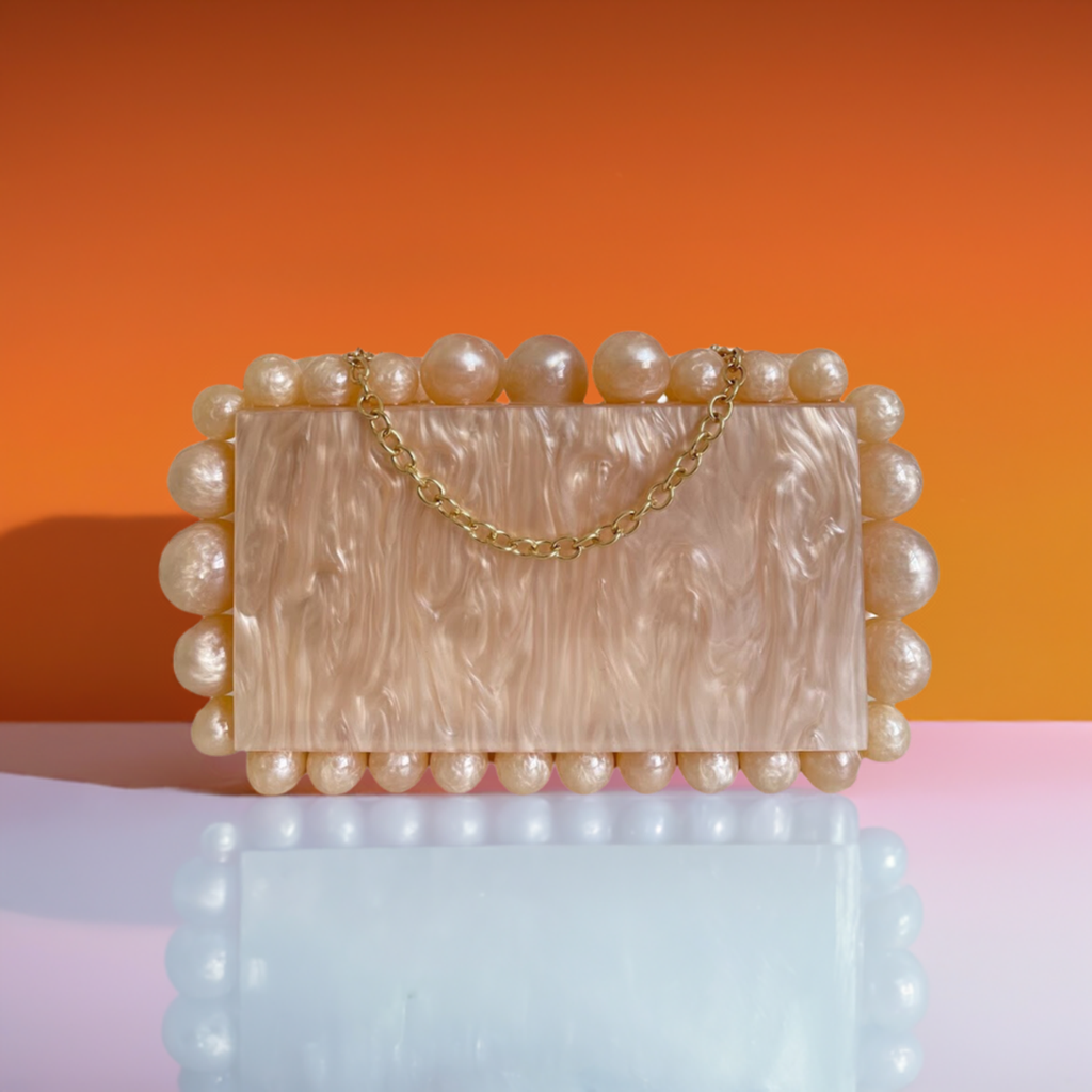 Bolsa de Festa Clutch Acrílico Bolas Champagne