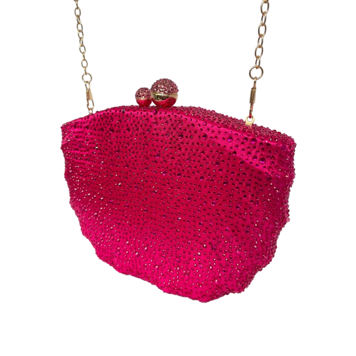 Bolsa de Festa Clutch em Cetim e Cristais Concha Rosa