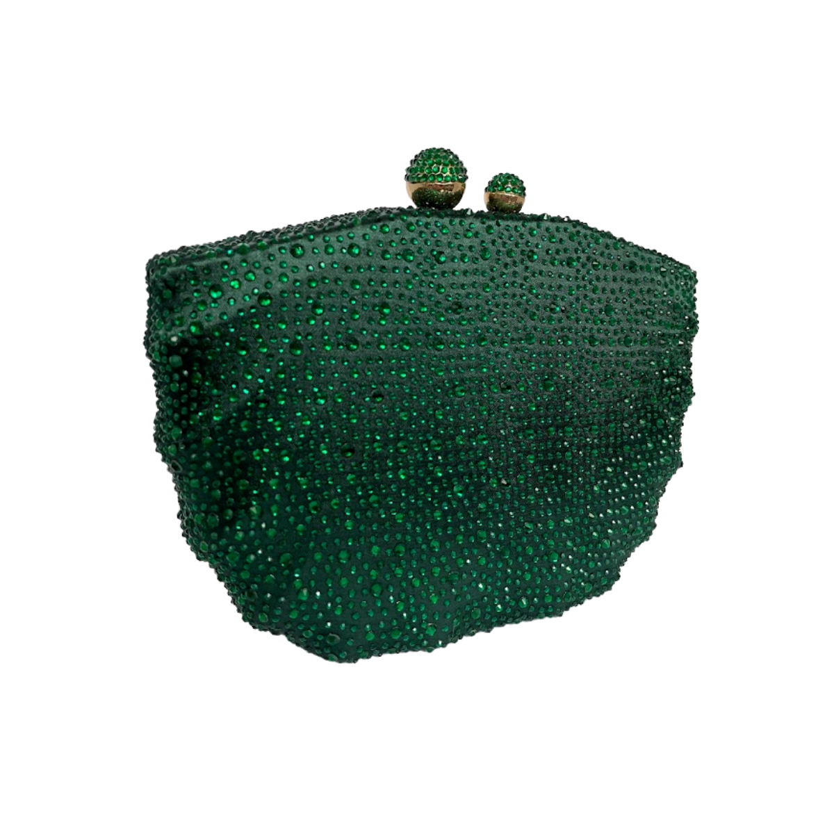 Bolsa de Festa Clutch em Cetim e Cristais Concha Verde