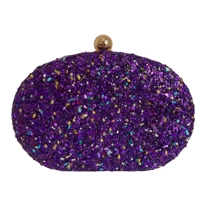 Bolsa Festa Clutch Pedraria Roxa Oval