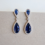 Brinco Prateado e Cristal Azul - Semijoia