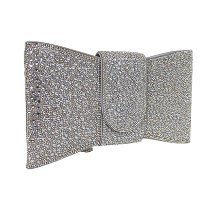 Bolsa Carteira de Festa Clutch Pedraria Prata