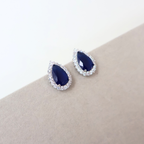 Brinco Prateado e Cristal Azul - Semijoia