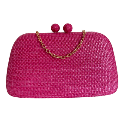 Bolsa de Festa Clutch Palha Rosa Pink