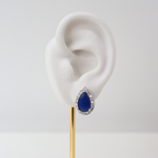 Brinco Prateado e Cristal Azul - Semijoia