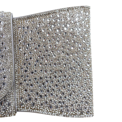 Bolsa Carteira de Festa Clutch Pedraria Prata