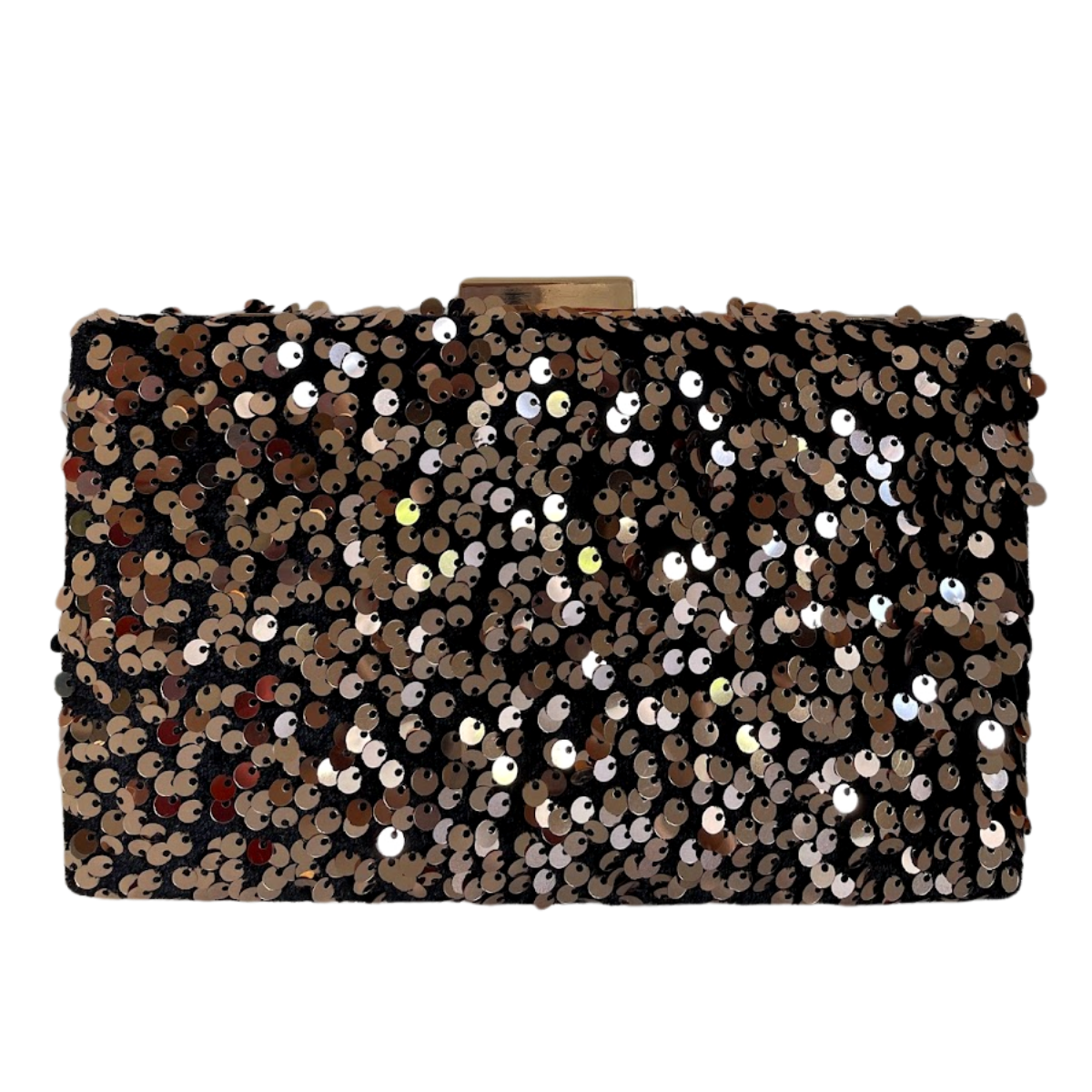 Bolsa de Festa Clutch Paetê Lantejoulas Bronze