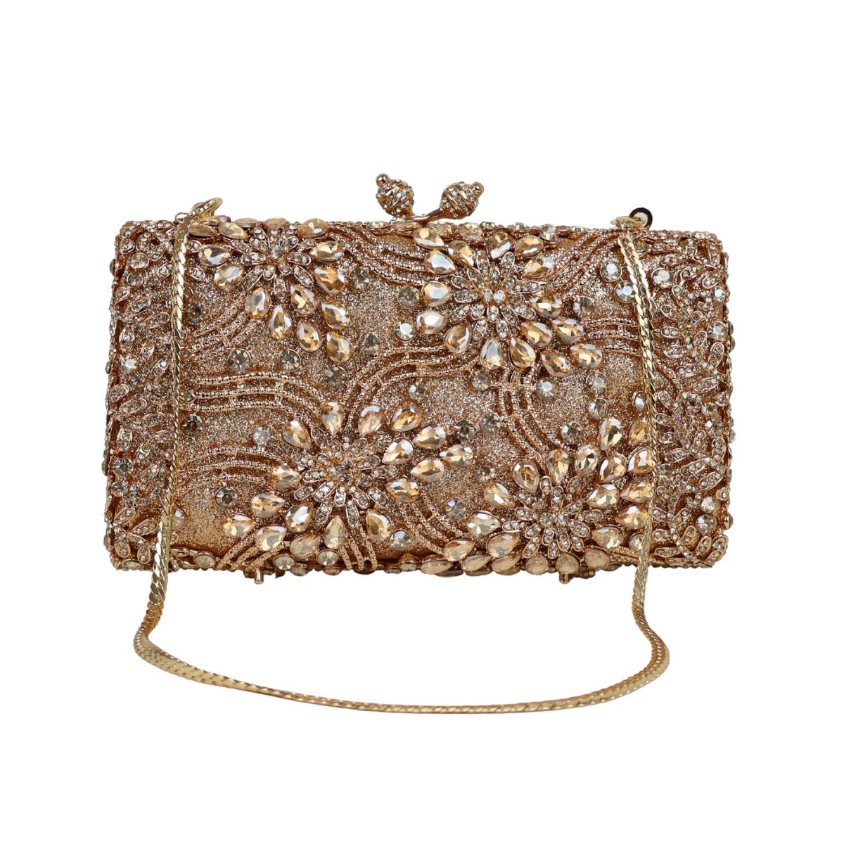 Bolsa Festa Clutch Pedraria Strass Dourada