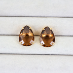 Brinco Dourado e Cristal Marrom - Semijoia