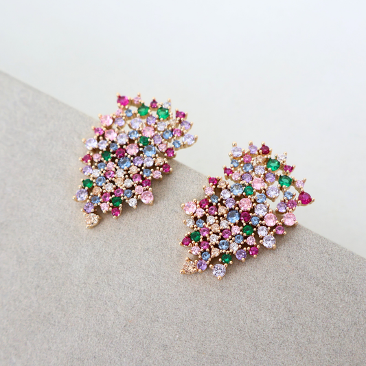 Brinco Dourado e Cristal Colorido - Semijoia