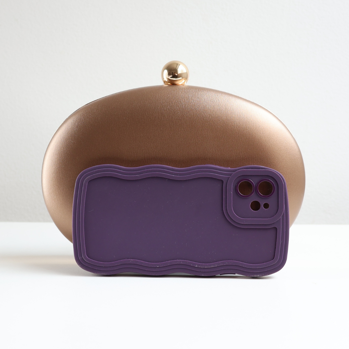 Bolsa Clutch Festa Oval Marrom Bronze