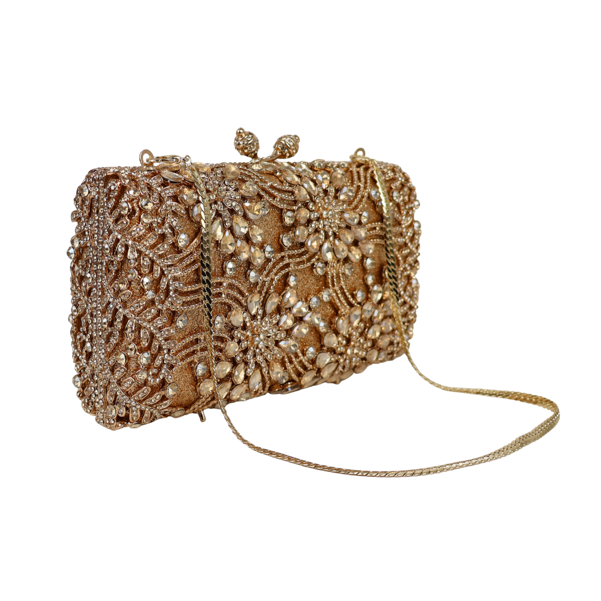 Bolsa Festa Clutch Pedraria Strass Dourada