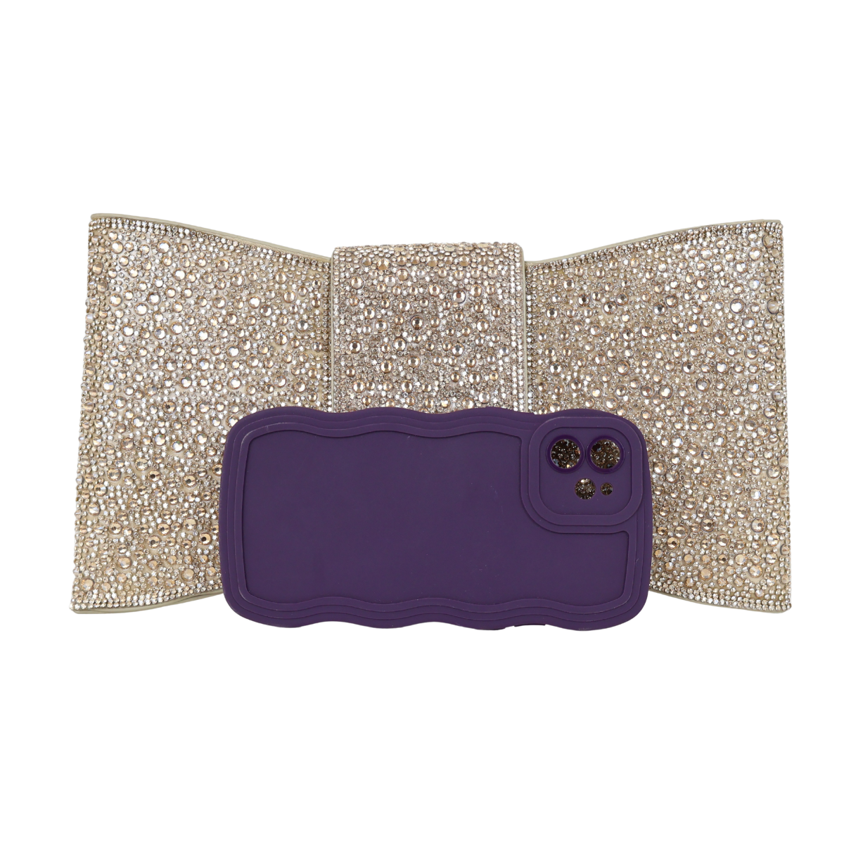Bolsa Carteira de Festa Clutch Pedraria Dourada