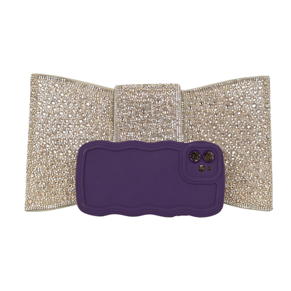 Bolsa Carteira de Festa Clutch Pedraria Dourada