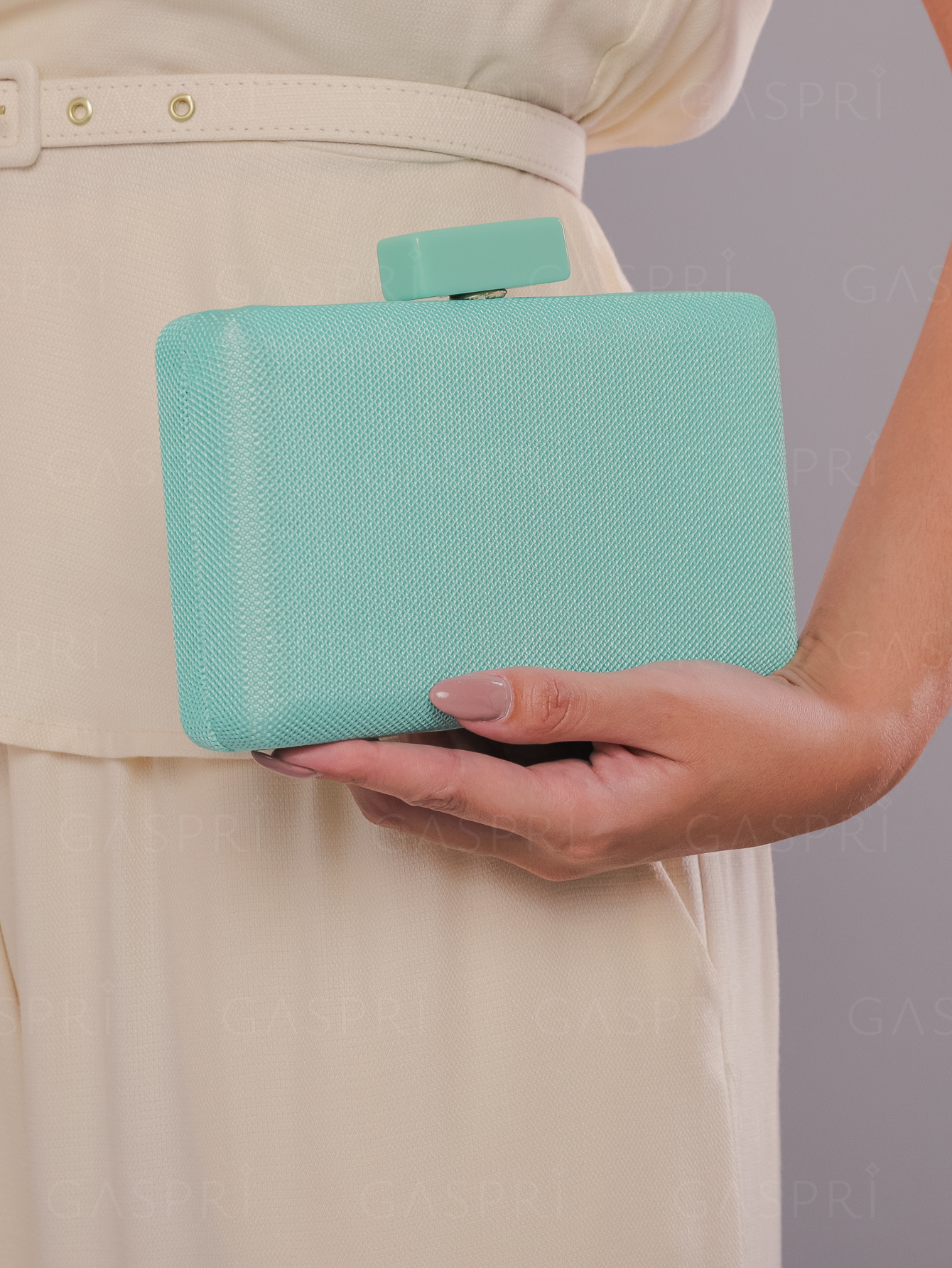 Bolsa de Festa Clutch Tecido Verde Tiffany