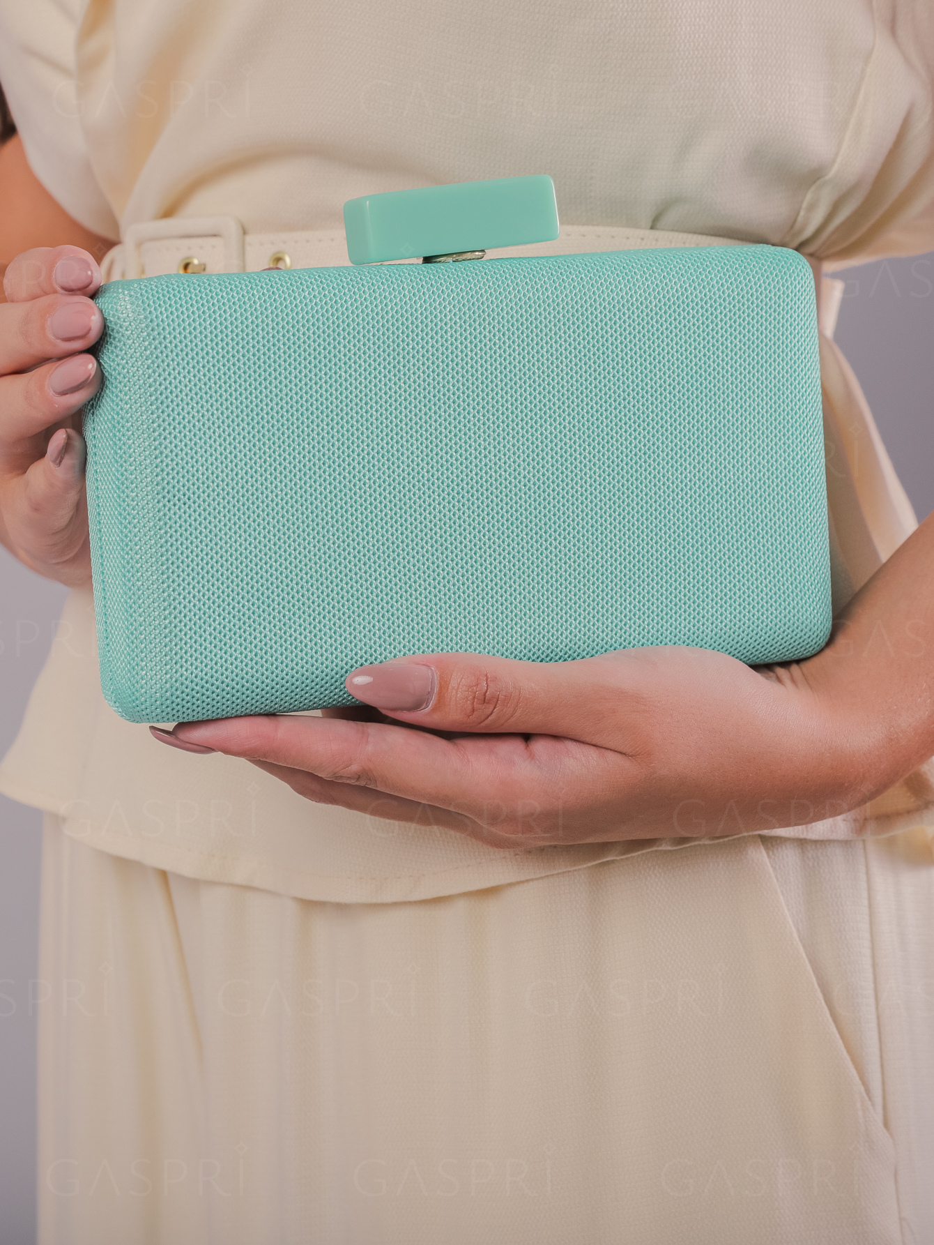 Bolsa de Festa Clutch Tecido Verde Tiffany