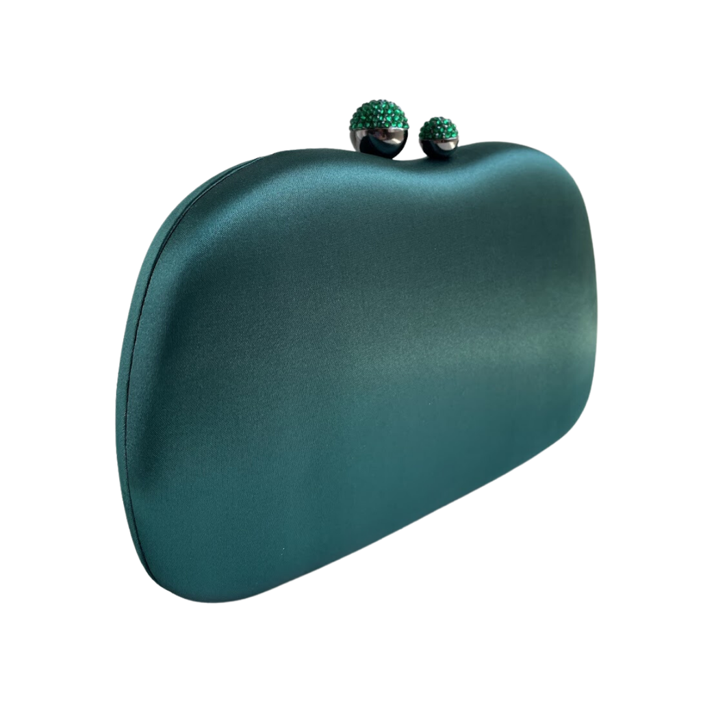 Bolsa Festa Clutch Tecido Acetinado Verde Esmeralda