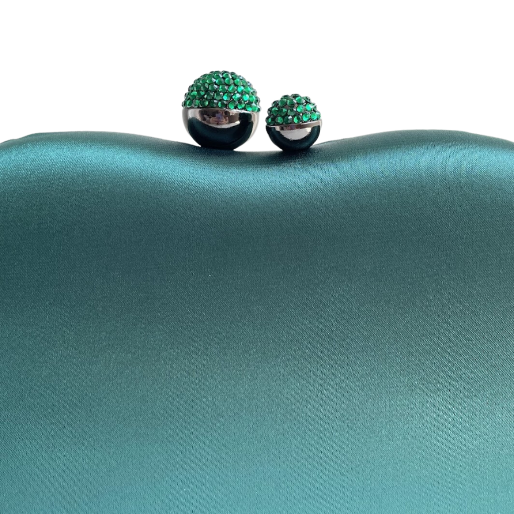 Bolsa Festa Clutch Tecido Acetinado Verde Esmeralda