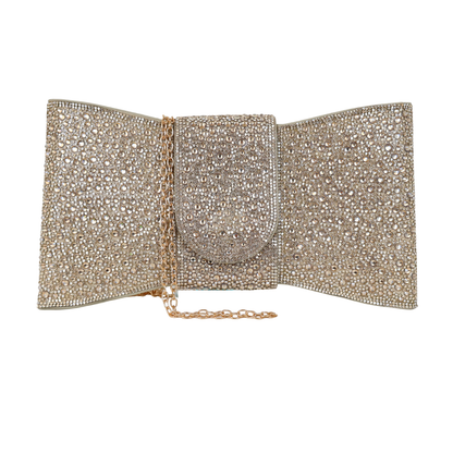 Bolsa Carteira de Festa Clutch Pedraria Dourada
