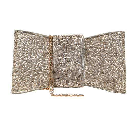 Bolsa Carteira de Festa Clutch Pedraria Dourada