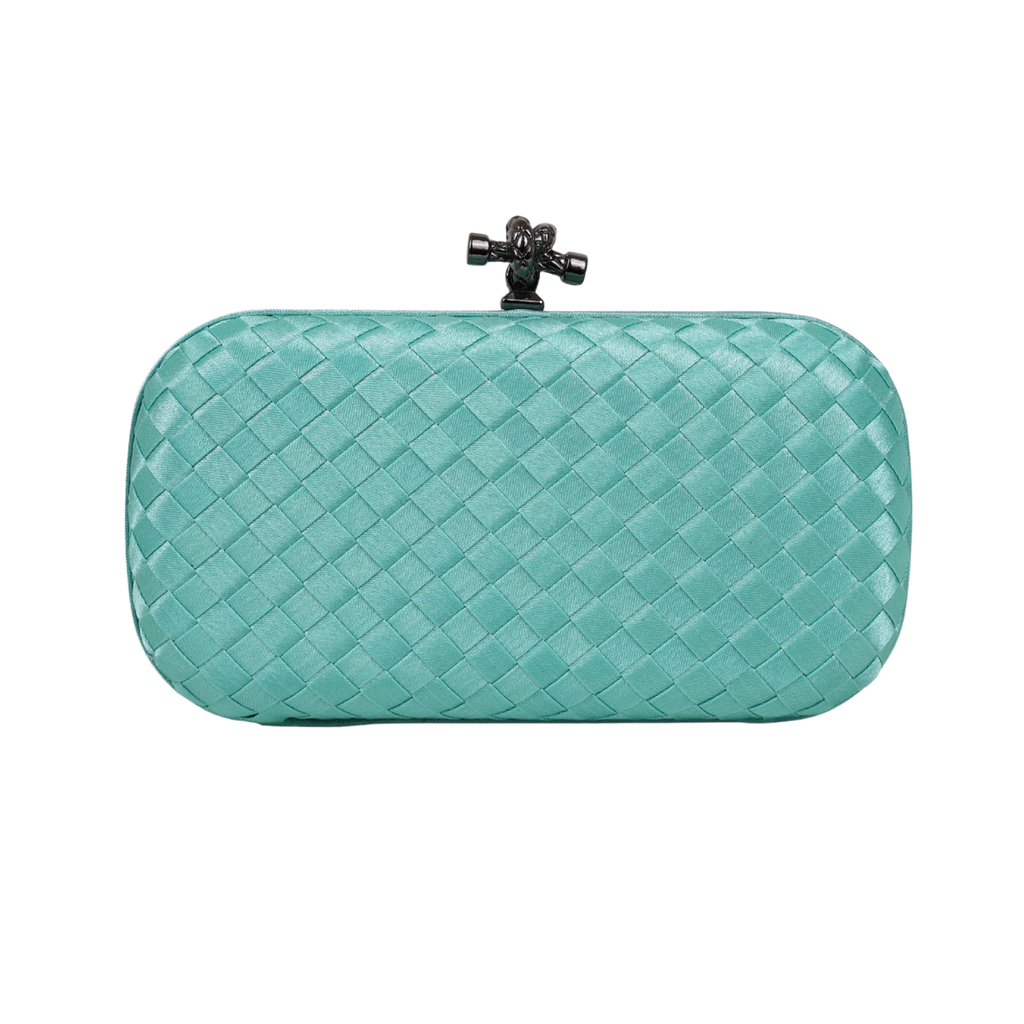Clutch Tressê Cetim Inspired Pequena Turquesa Claro