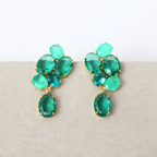 Brinco Dourado e Cristal Verde - Semijoia