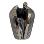 Bolsa Festa Clutch Tecido Brilho Prata Grafite - ReUse