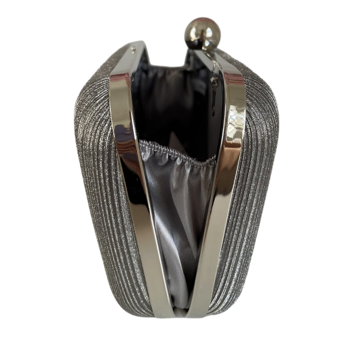 Bolsa Festa Clutch Tecido Brilho Prata Grafite - ReUse
