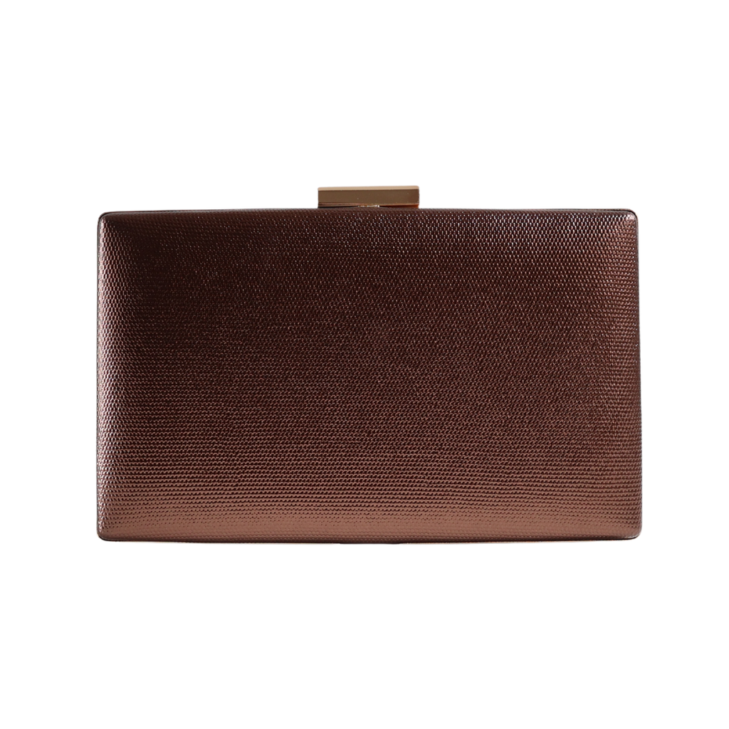 Bolsa Festa Clutch Metalizada Marrom Bronze