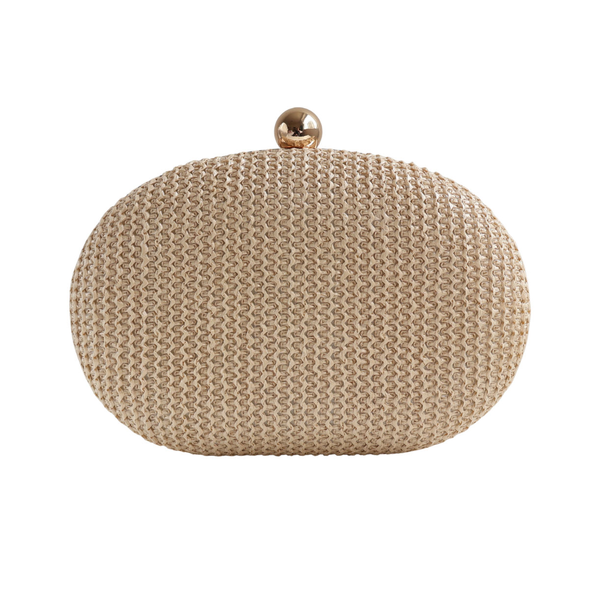 Bolsa Clutch Festa Oval Palha Bege Claro