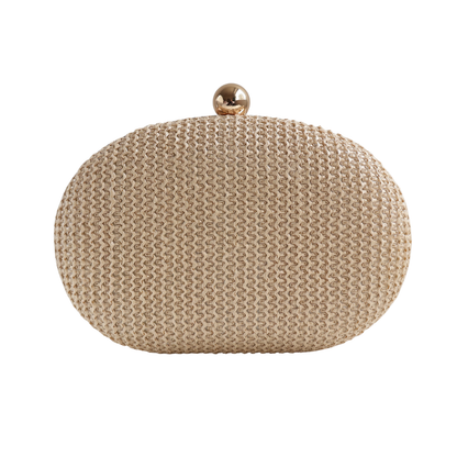 Bolsa Clutch Festa Oval Palha Bege Claro