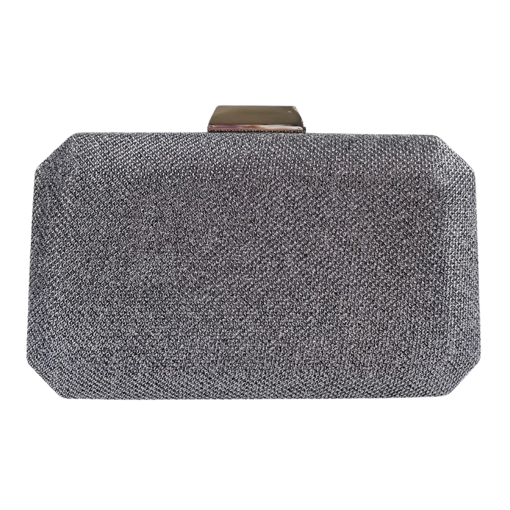 Bolsa de Festa Clutch Brilho Prata Grafite