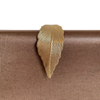 Bolsa Clutch Festa Tecido Fecho de Folha Marrom - ReUse