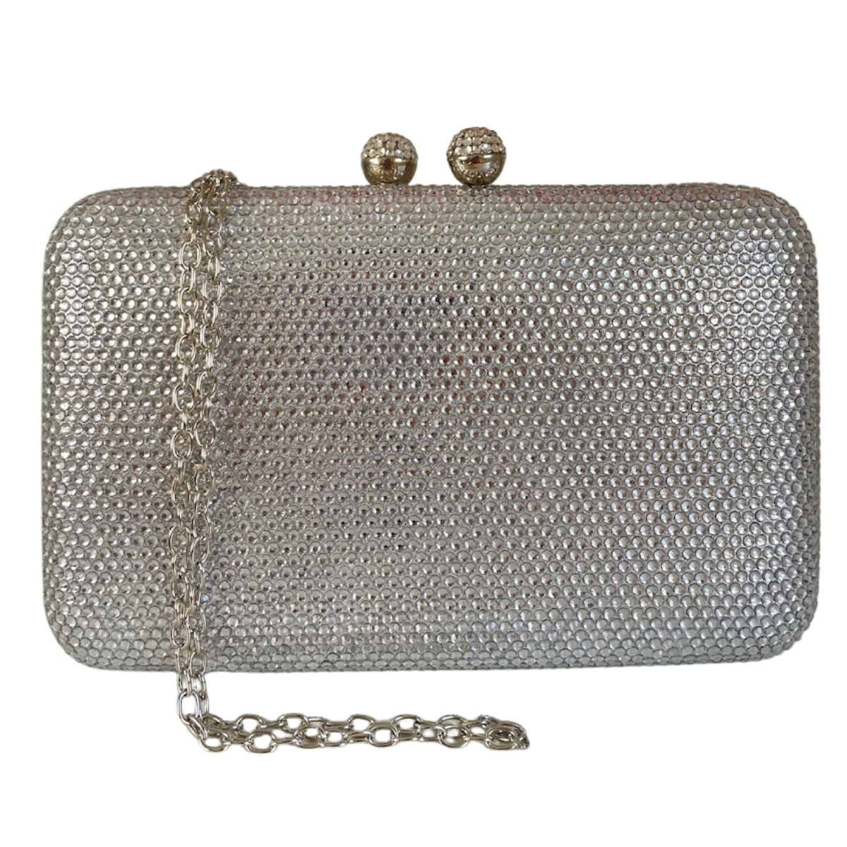 Bolsa de Festa Clutch Pedraria Prateada Retangular