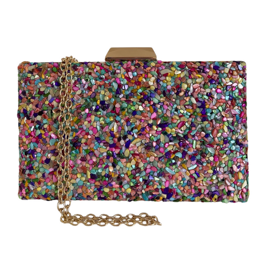 Bolsa Festa Clutch Pedraria Colorida