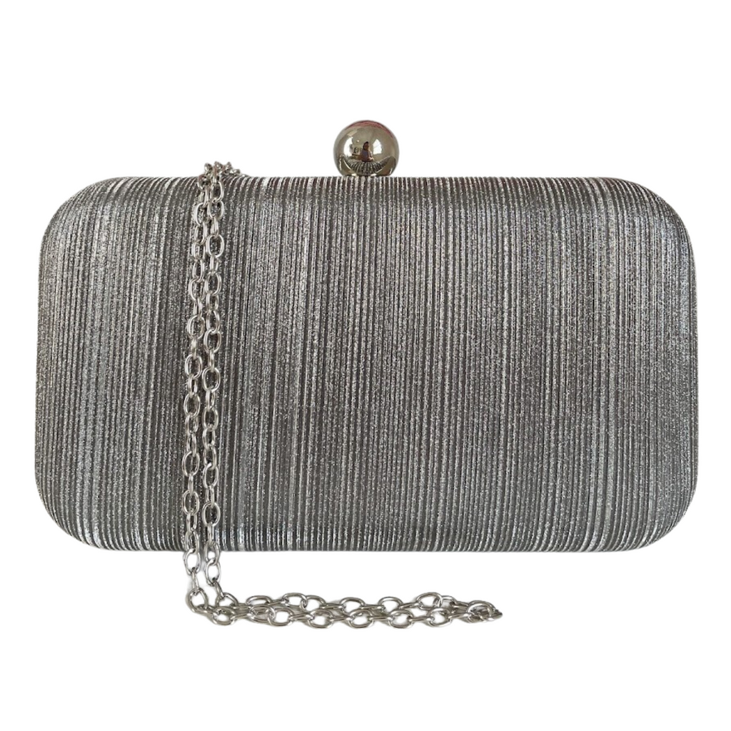 Bolsa Festa Clutch Tecido Brilho Prata Grafite - ReUse