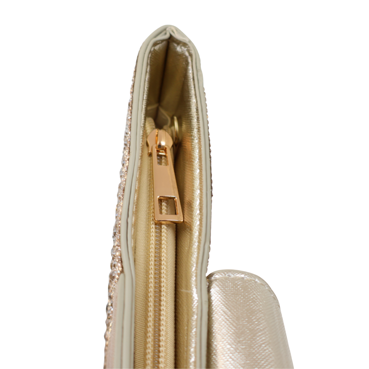 Bolsa Carteira de Festa Clutch Pedraria Dourada